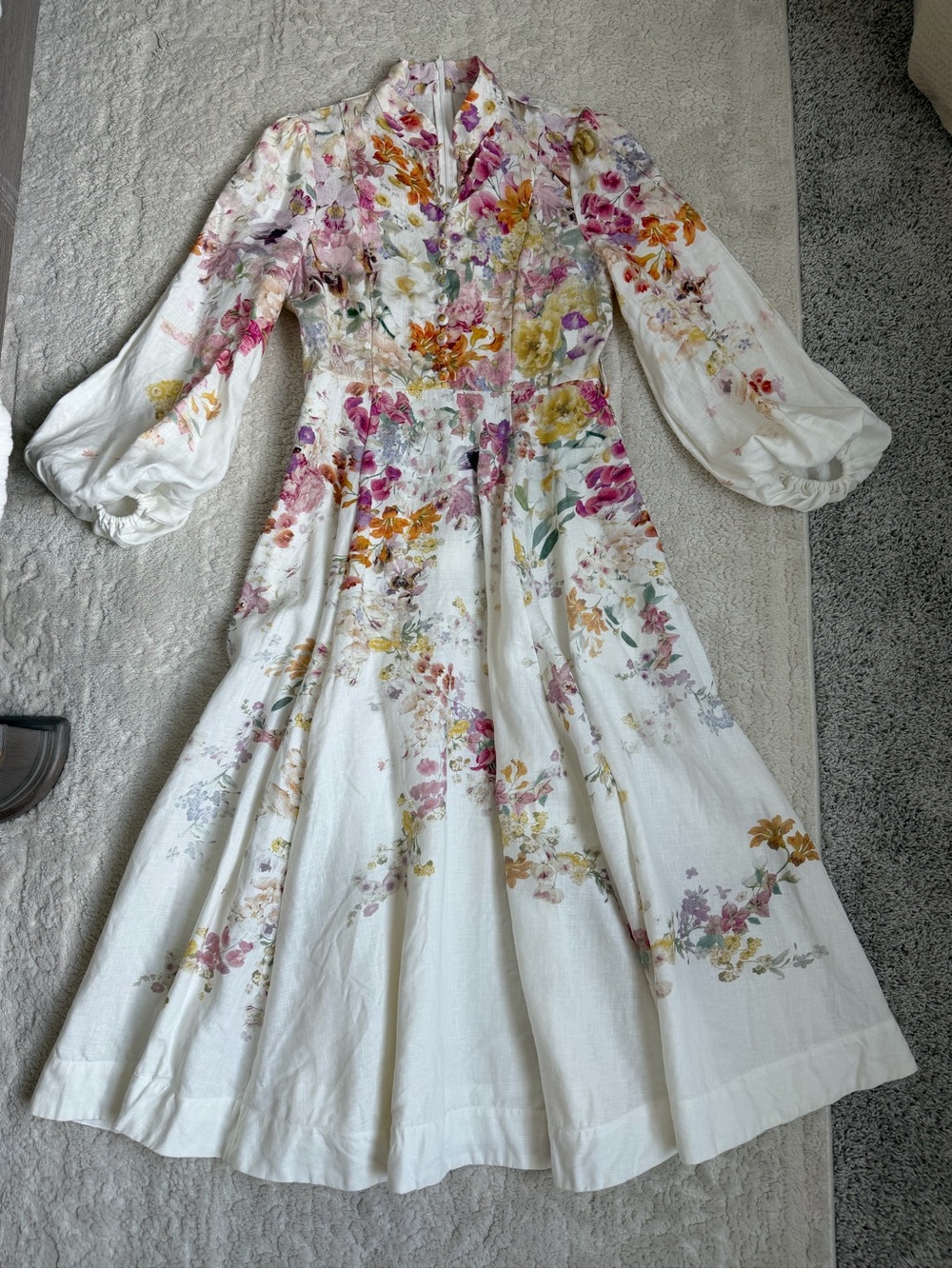 Zimmermann Natura button midi linen in style of dress